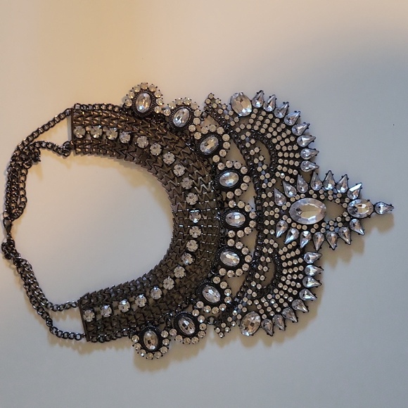 Dolls Kill silver and clear statement necklace